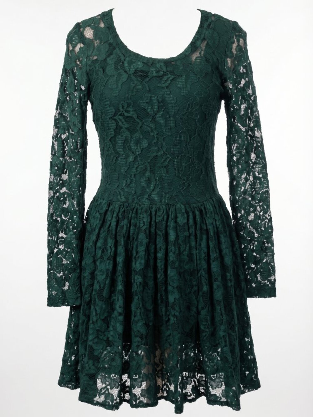 Vintage 1990 Betsey Johnson Luxe Emerald Green Lace Dress Size Large